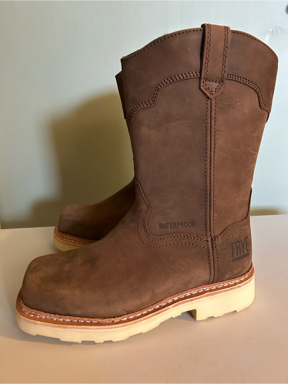Frye Brown Leather Waterproof Pull-On Work Boot